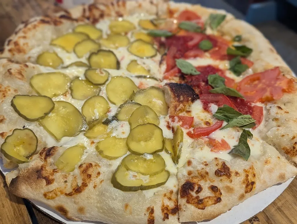 Half Pickle Pizza Half Margarita Pizza