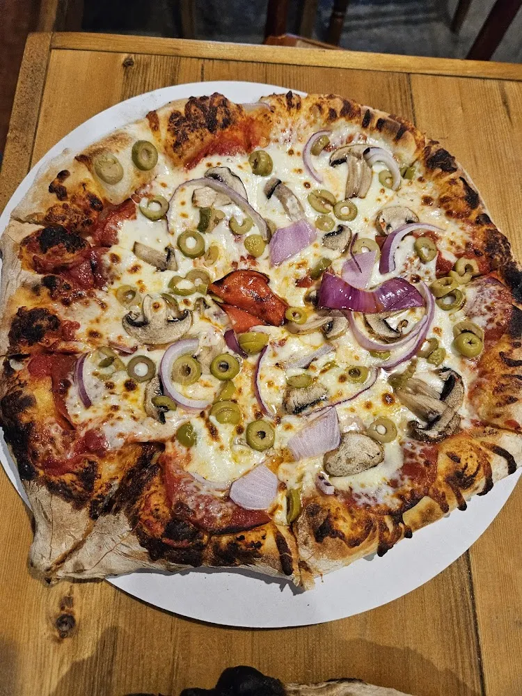 Mushroom Olive Onion Pizza